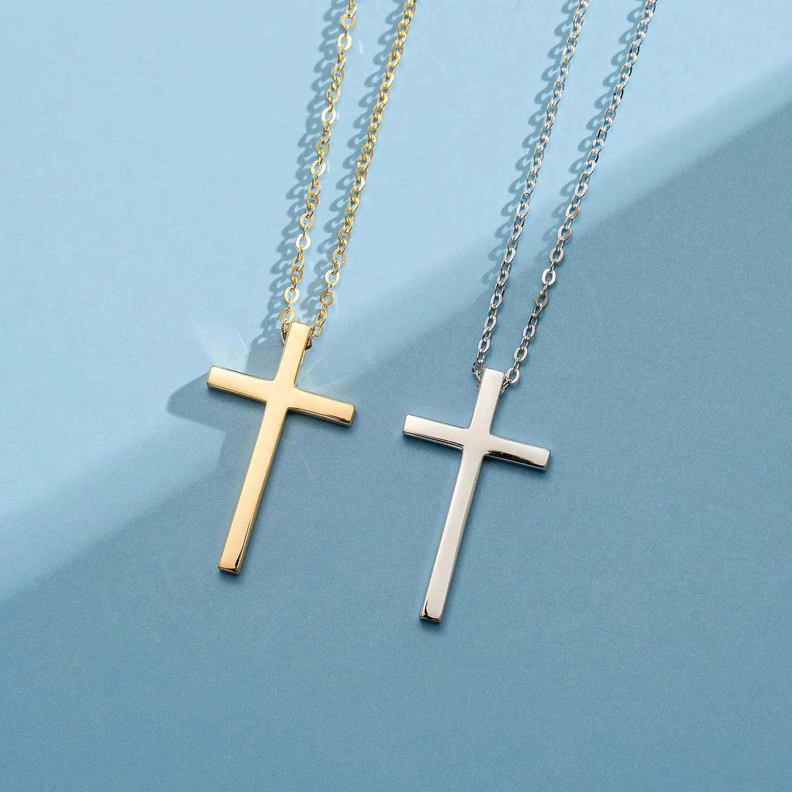 FANCIME "Committed Faith" Cross 14K Yellow Gold Necklace