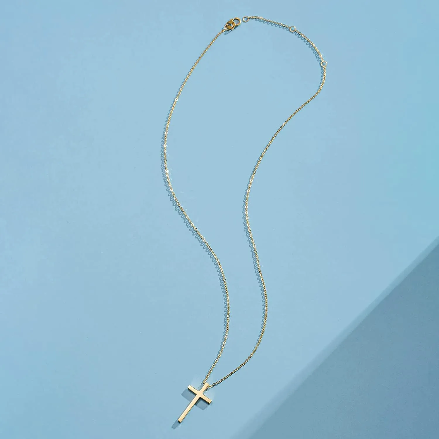 FANCIME "Committed Faith" Cross 14K Yellow Gold Necklace