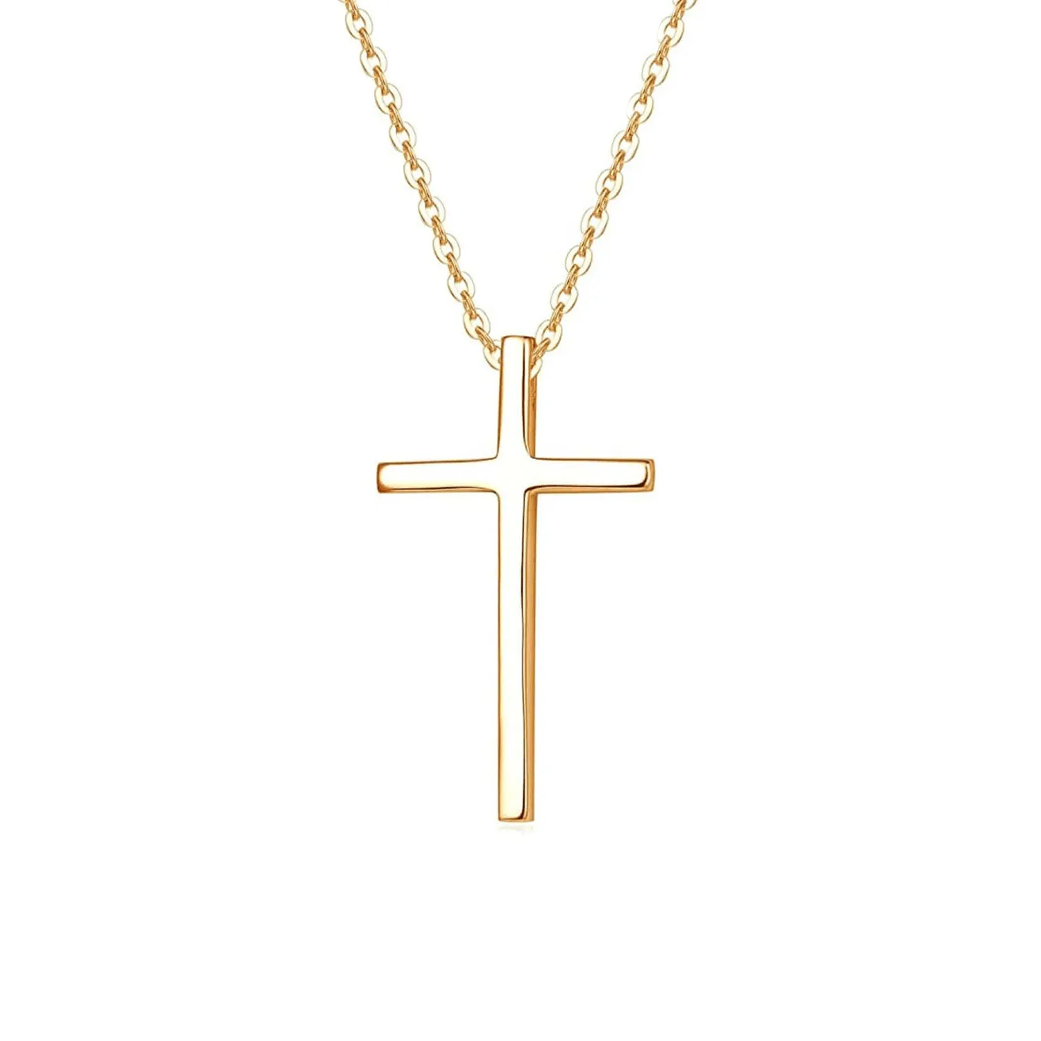 FANCIME "Committed Faith" Cross 14K Yellow Gold Necklace