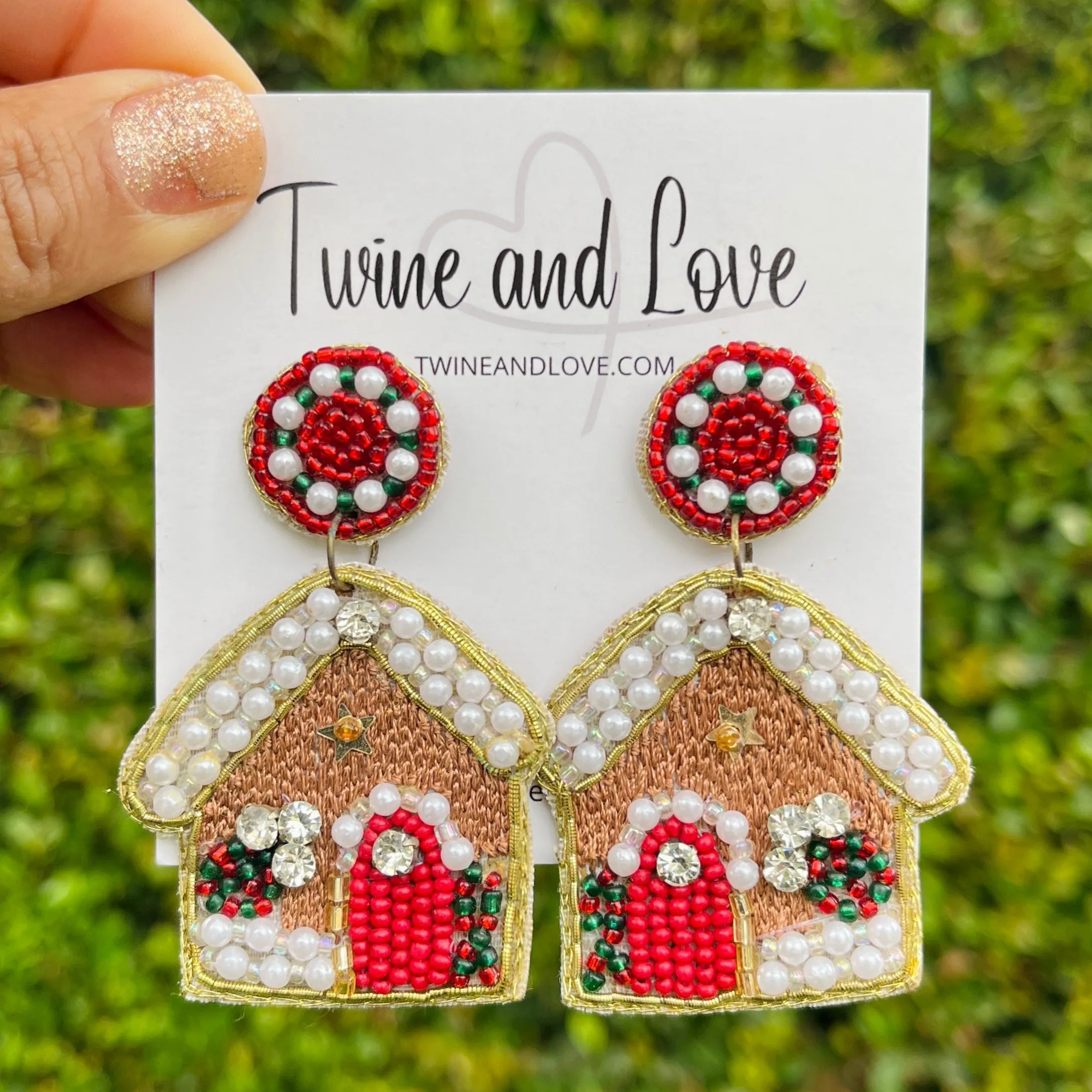 Gingerbread House Beaded Earrings