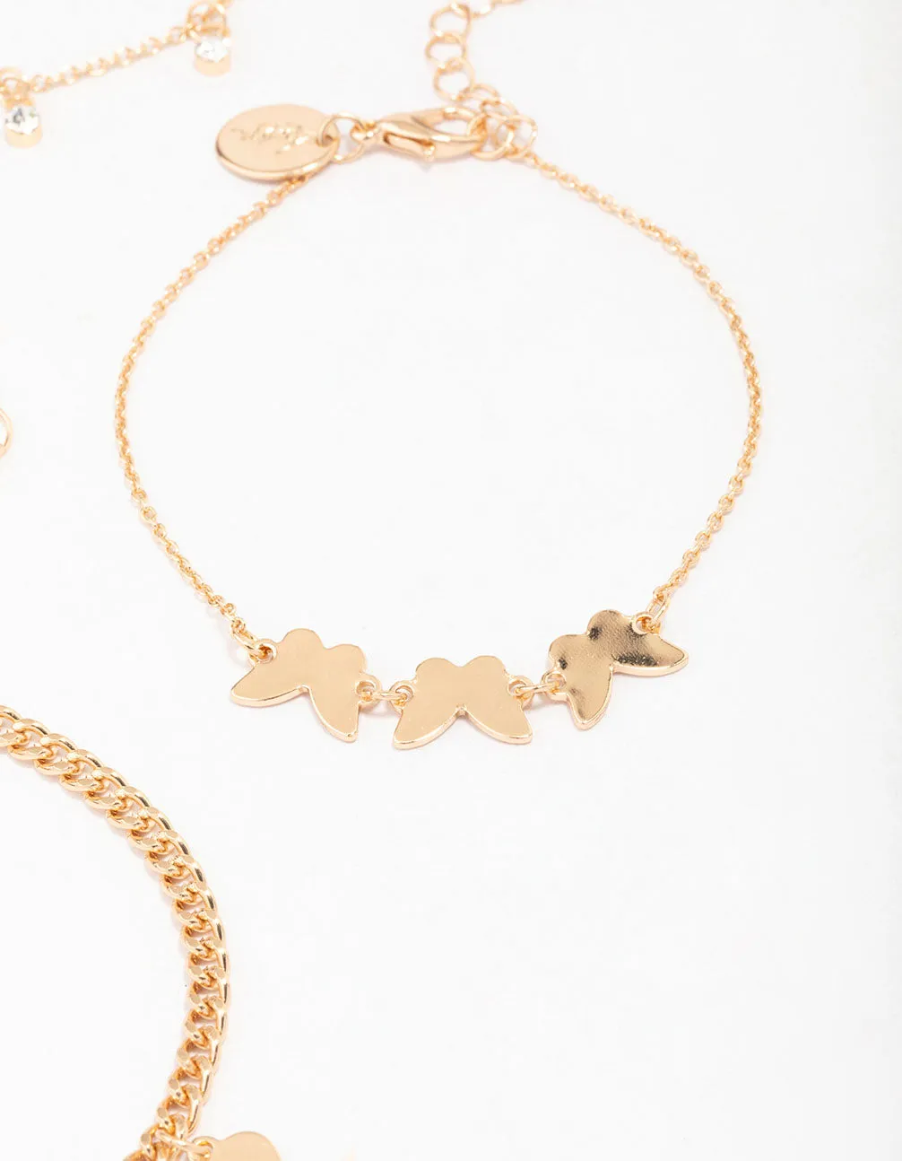 Gold Butterfly Heart Bracelet 4-Pack