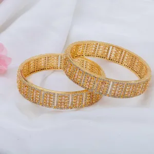 Gold Plated American Diamond Bangle Set