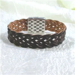 Handcrafted Men's Brown Braided Leather Bracelet