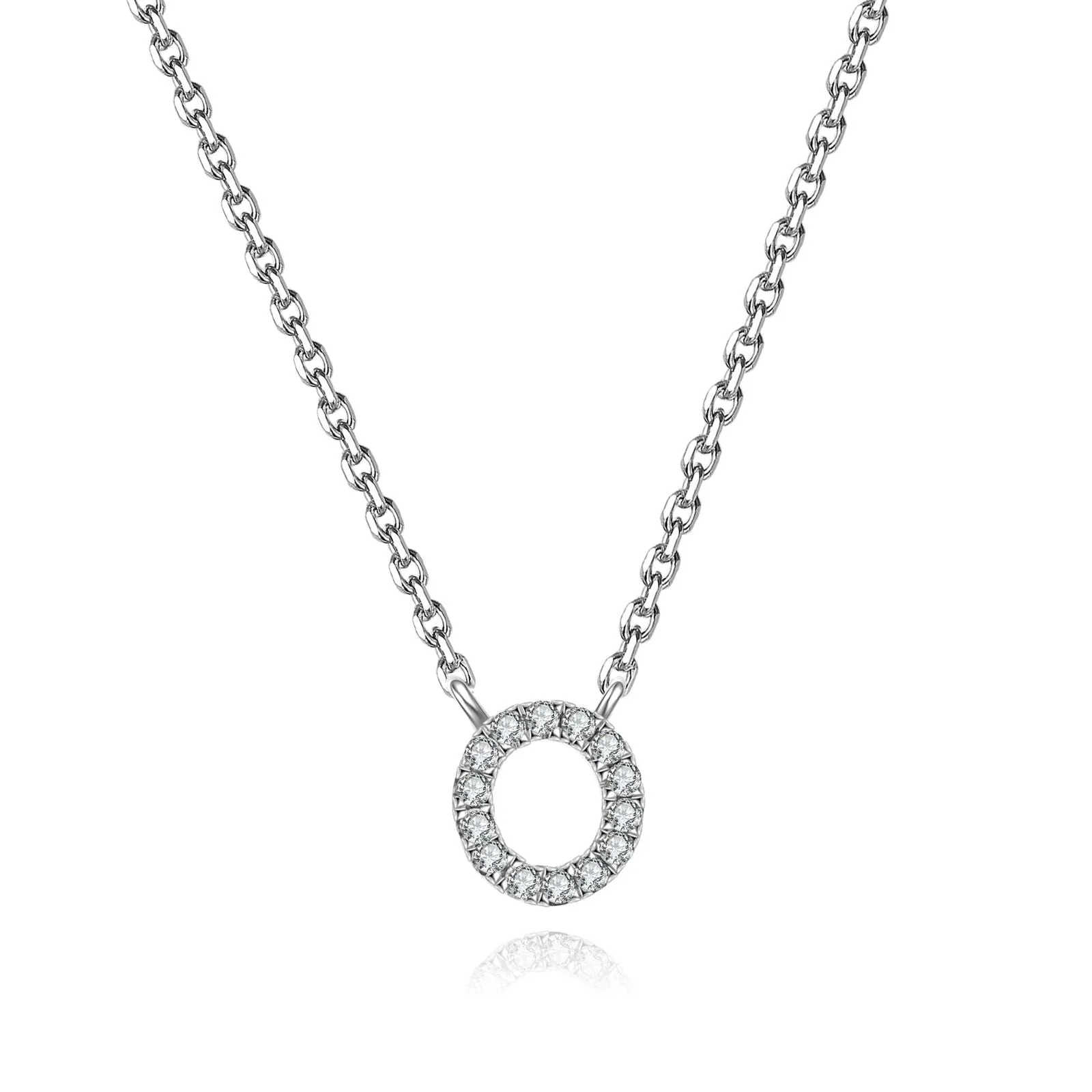 Initial Natural Diamond Pendant Necklace | 18K White Gold