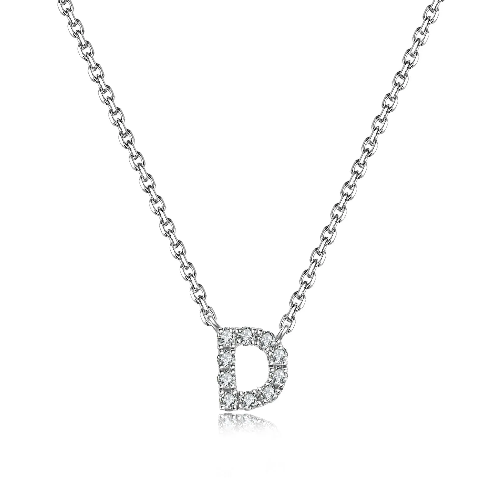 Initial Natural Diamond Pendant Necklace | 18K White Gold