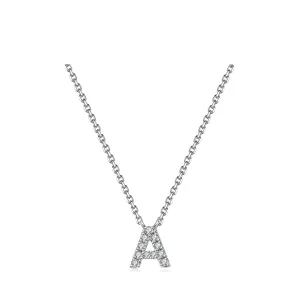 Initial Natural Diamond Pendant Necklace | 18K White Gold