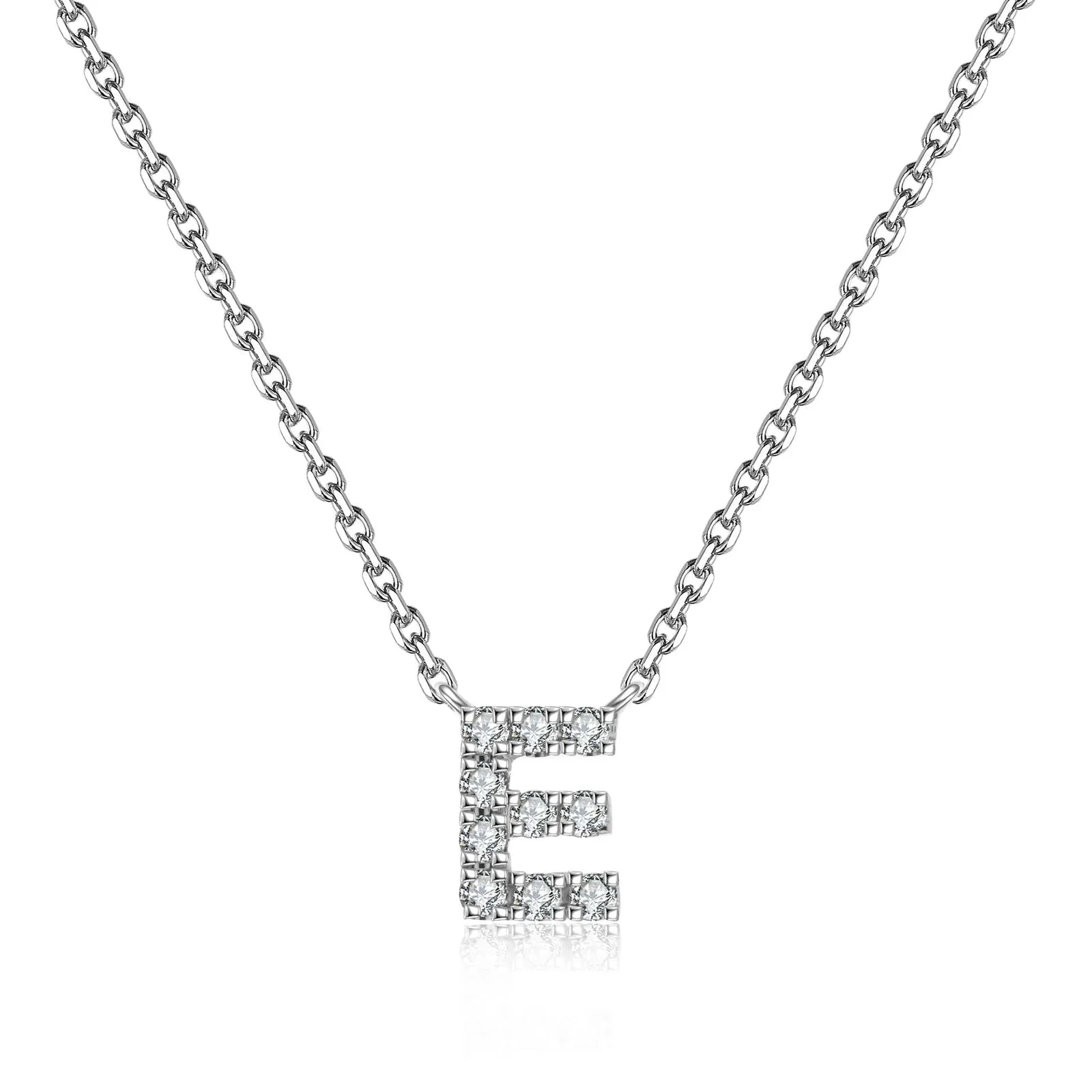 Initial Natural Diamond Pendant Necklace | 18K White Gold