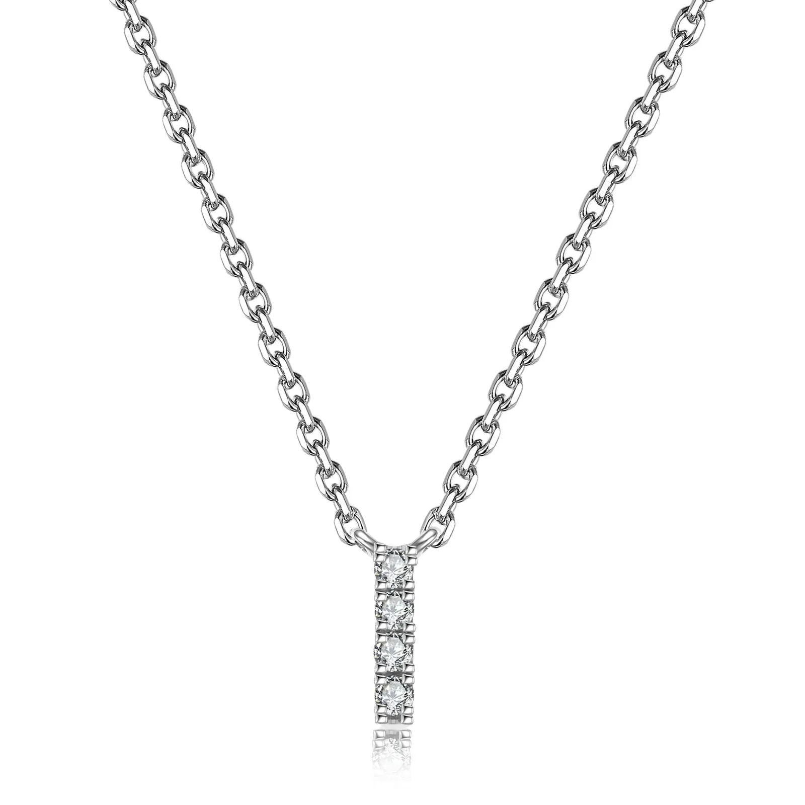 Initial Natural Diamond Pendant Necklace | 18K White Gold