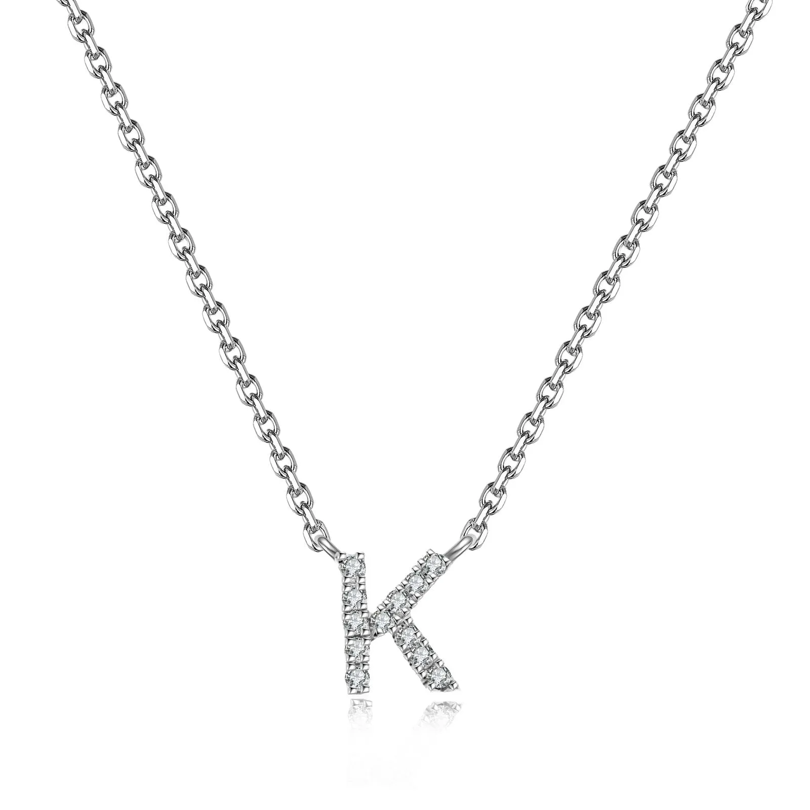 Initial Natural Diamond Pendant Necklace | 18K White Gold