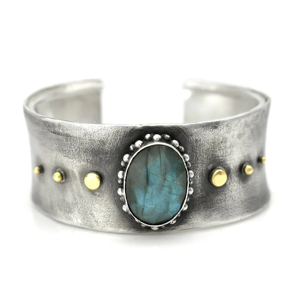 J & I Luminescent Labradorite Celestial Glow Cuff Bracelet