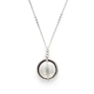 J & I Sterling Wrapped Pearl Spiral Necklace