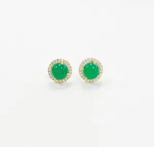 Jade & Gold Halo Stud Earring