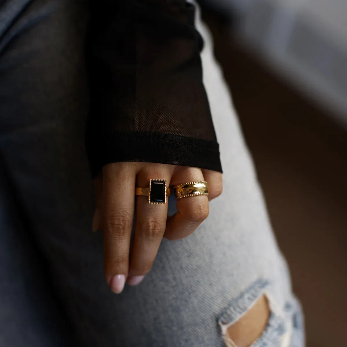 Jasmine Ring - Black Onyx