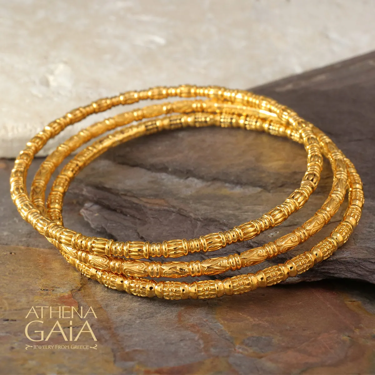 Kassandra 6519 Gold Plated Silver Bangle Bracelet