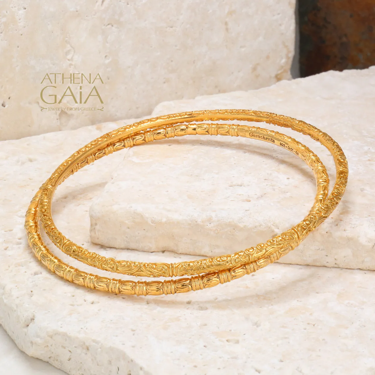 Kassandra 6525 Gold Plated Silver Bangle Bracelet