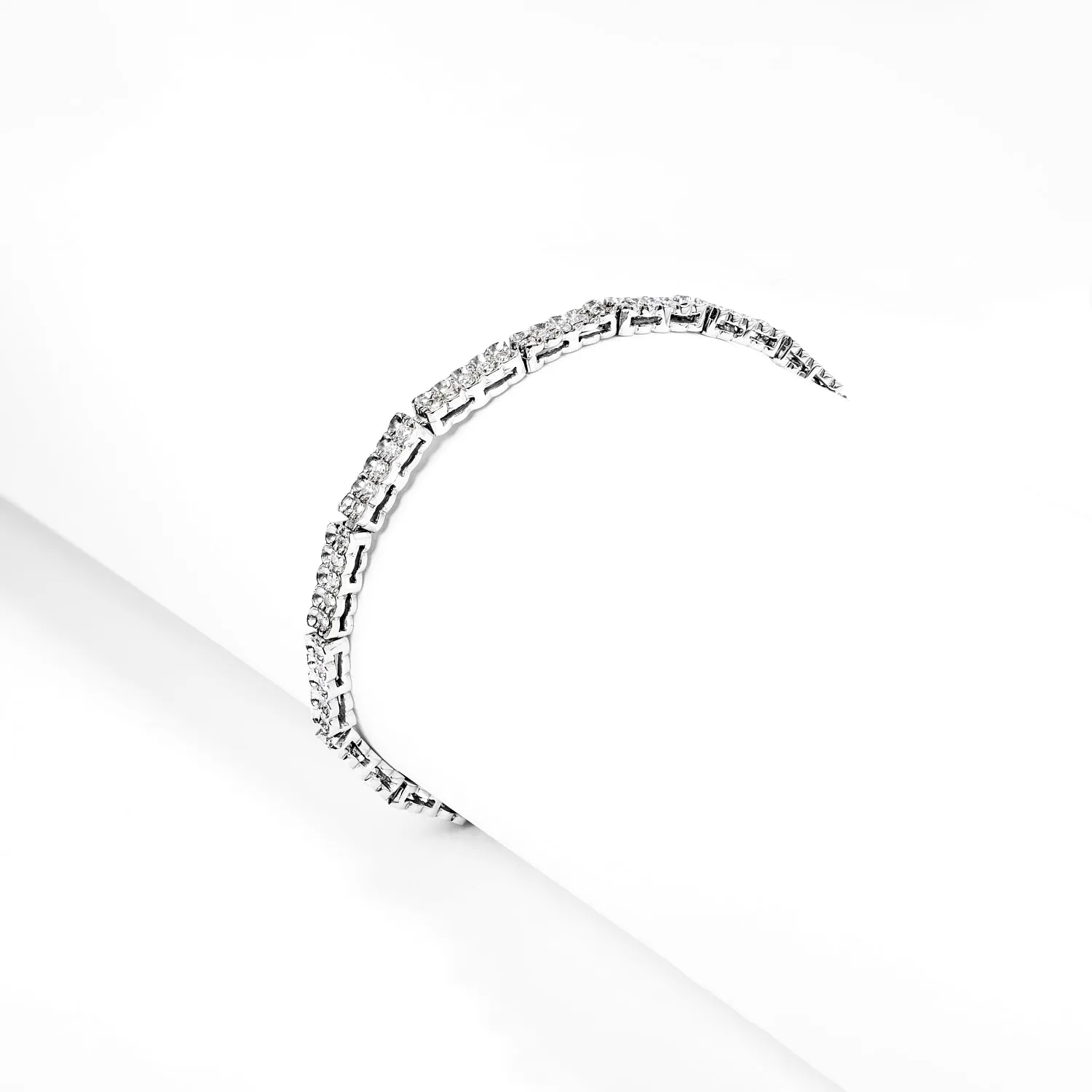 Kensley 2 Carat Round Brilliant Single Row Half Bezel Diamond Tennis Bracelet in 14k White Gold by Mike Nekta