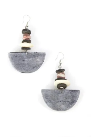 Kenyan Grey Cow Bone Half Moon Earrings