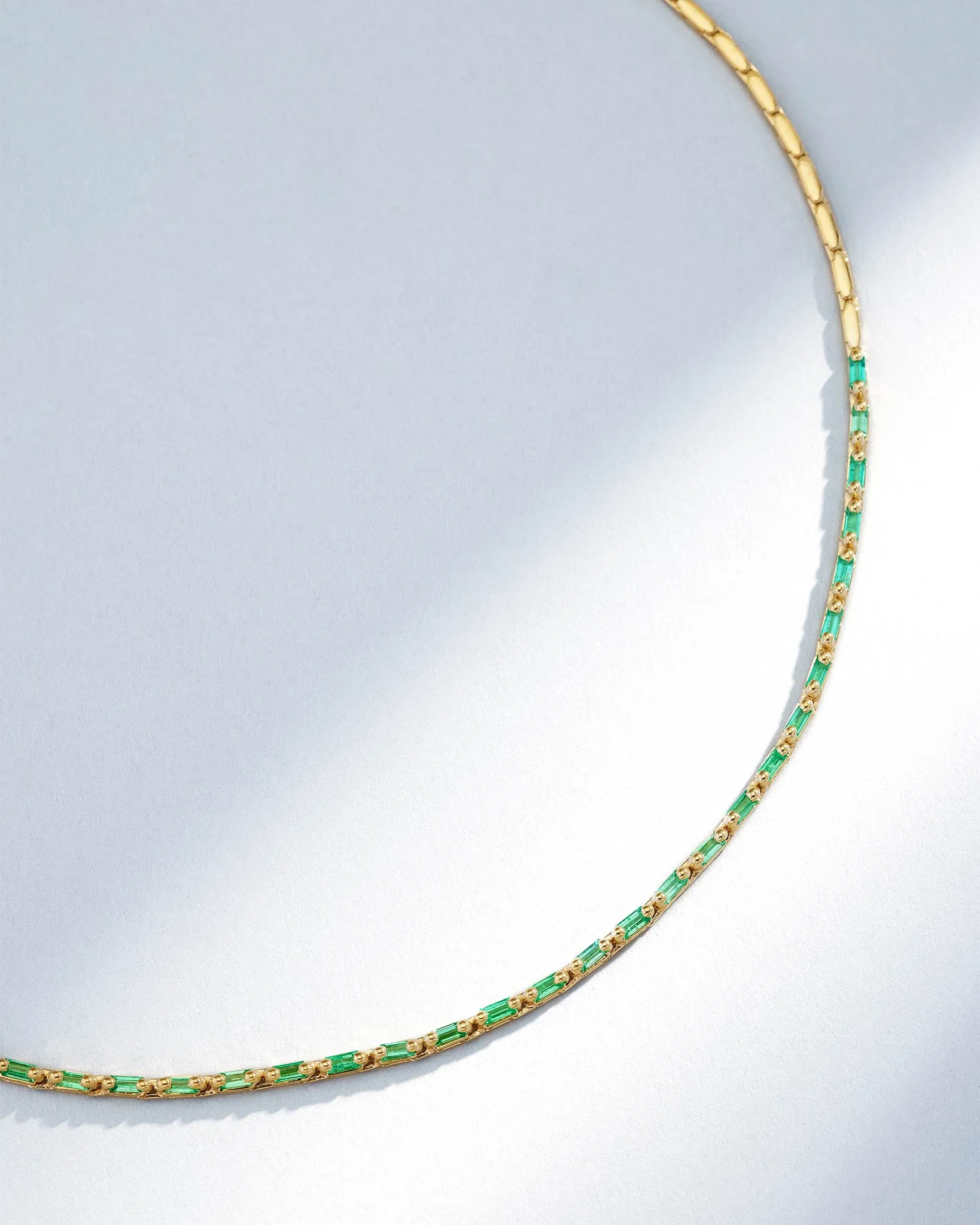 Linear Half Emerald Tennis Necklace