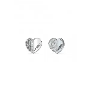 Lovely Guess 12mm Plain Pave Heart Earrings UBE03038RH