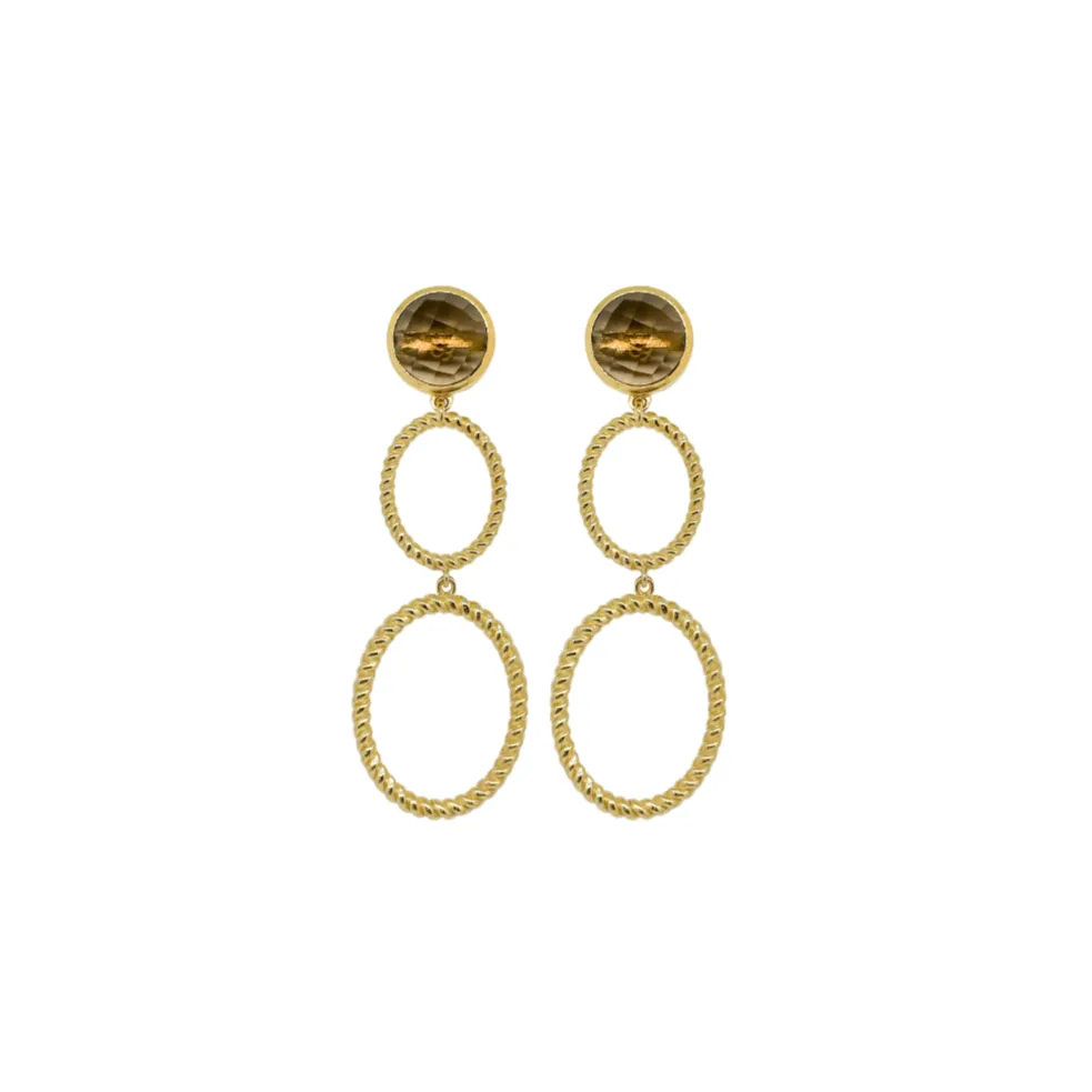 Lucie Double French Twist & Smoky Quartz Earrings