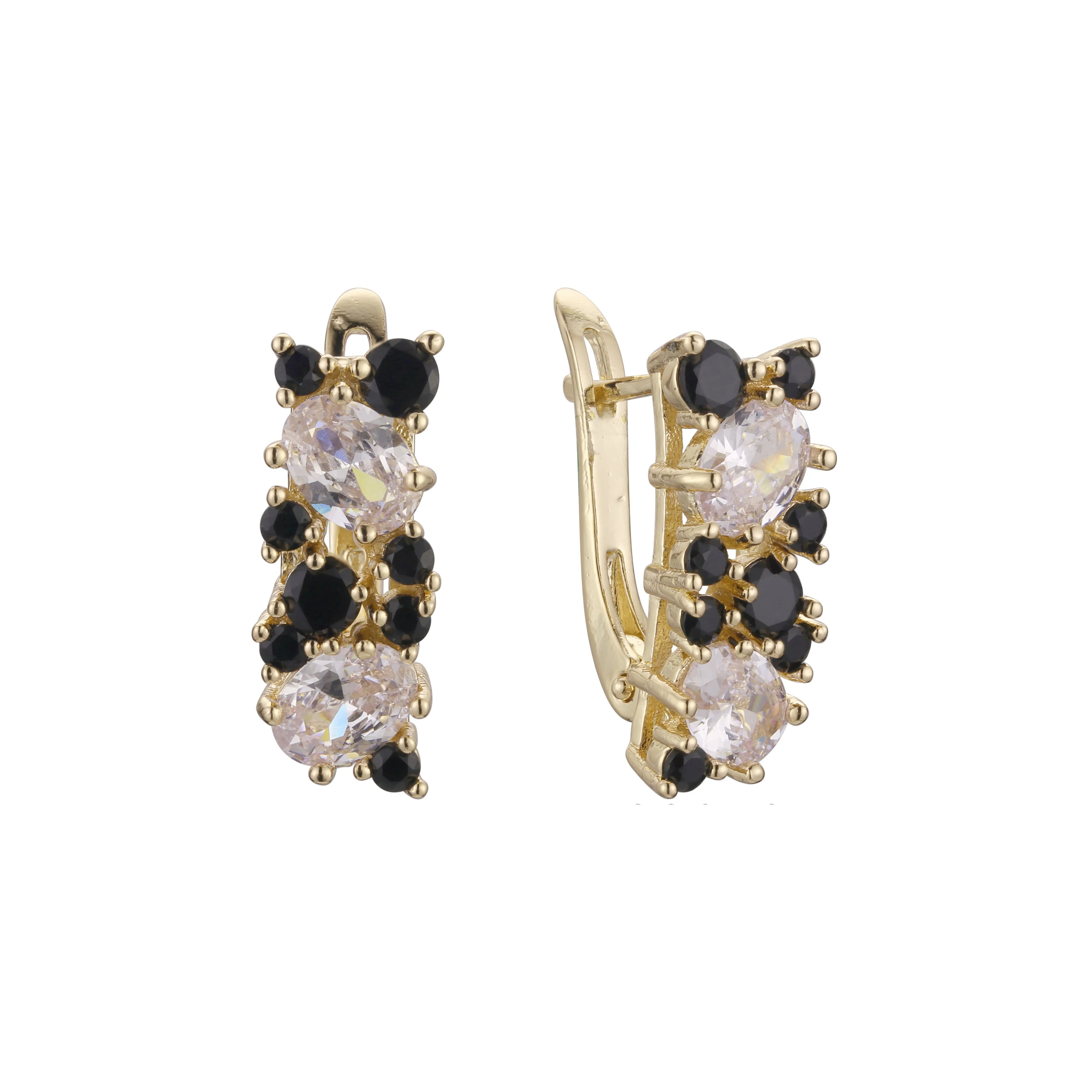 .Luxurious Colorful Cluster CZ earrings plated in 14K Gold, Rose Gold