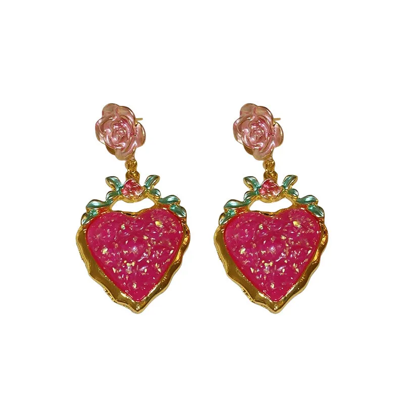 Luxurious Flower Geometric Heart Flower Alloy Electroplating Earrings