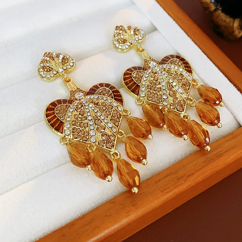 Luxurious Flower Geometric Heart Flower Alloy Electroplating Earrings