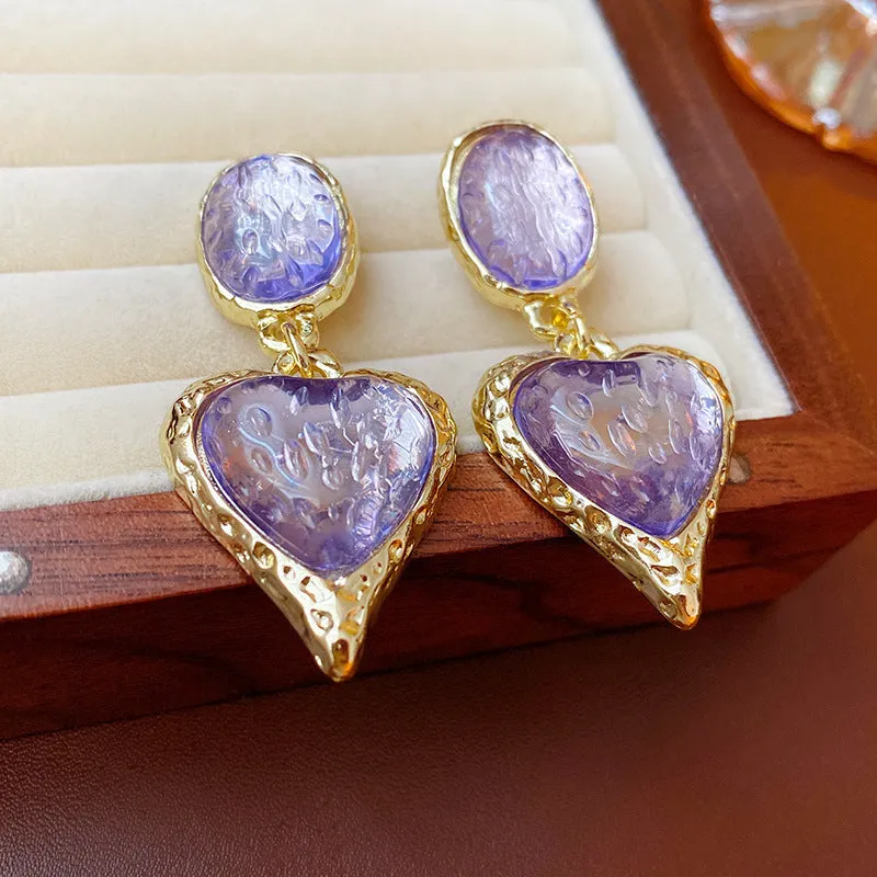 Luxurious Flower Geometric Heart Flower Alloy Electroplating Earrings