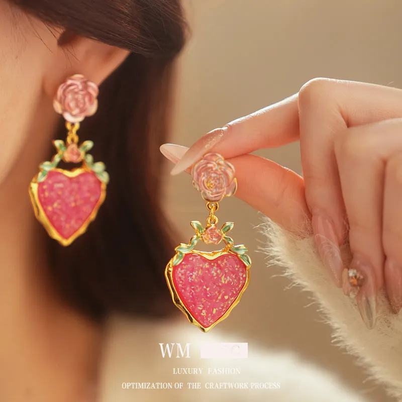 Luxurious Flower Geometric Heart Flower Alloy Electroplating Earrings