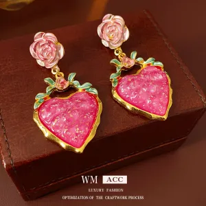 Luxurious Flower Geometric Heart Flower Alloy Electroplating Earrings