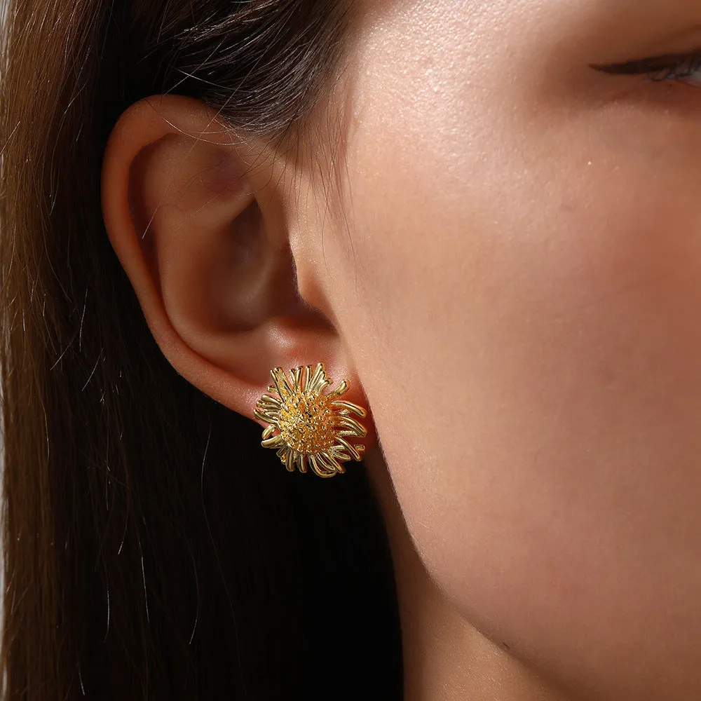 Luxurious Flower Petal Flower Copper Drop Earrings