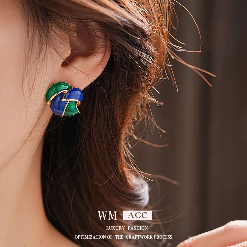 Luxurious Round Geometric Alloy Oil Dripping Earrings