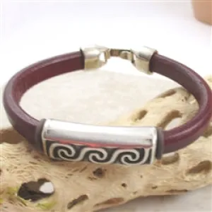 Man's Burgundy  Leather Cord Bracelet