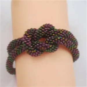 Maroon and Green Beaded Bangle Bracelet