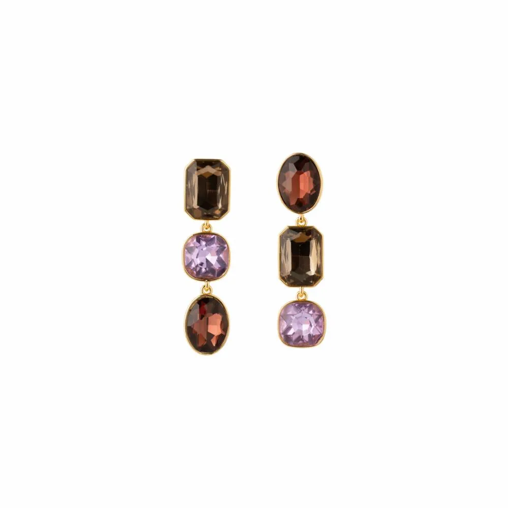 Mignonne Gavigan Greenwich Triple Drop Earrings in Purple Multi