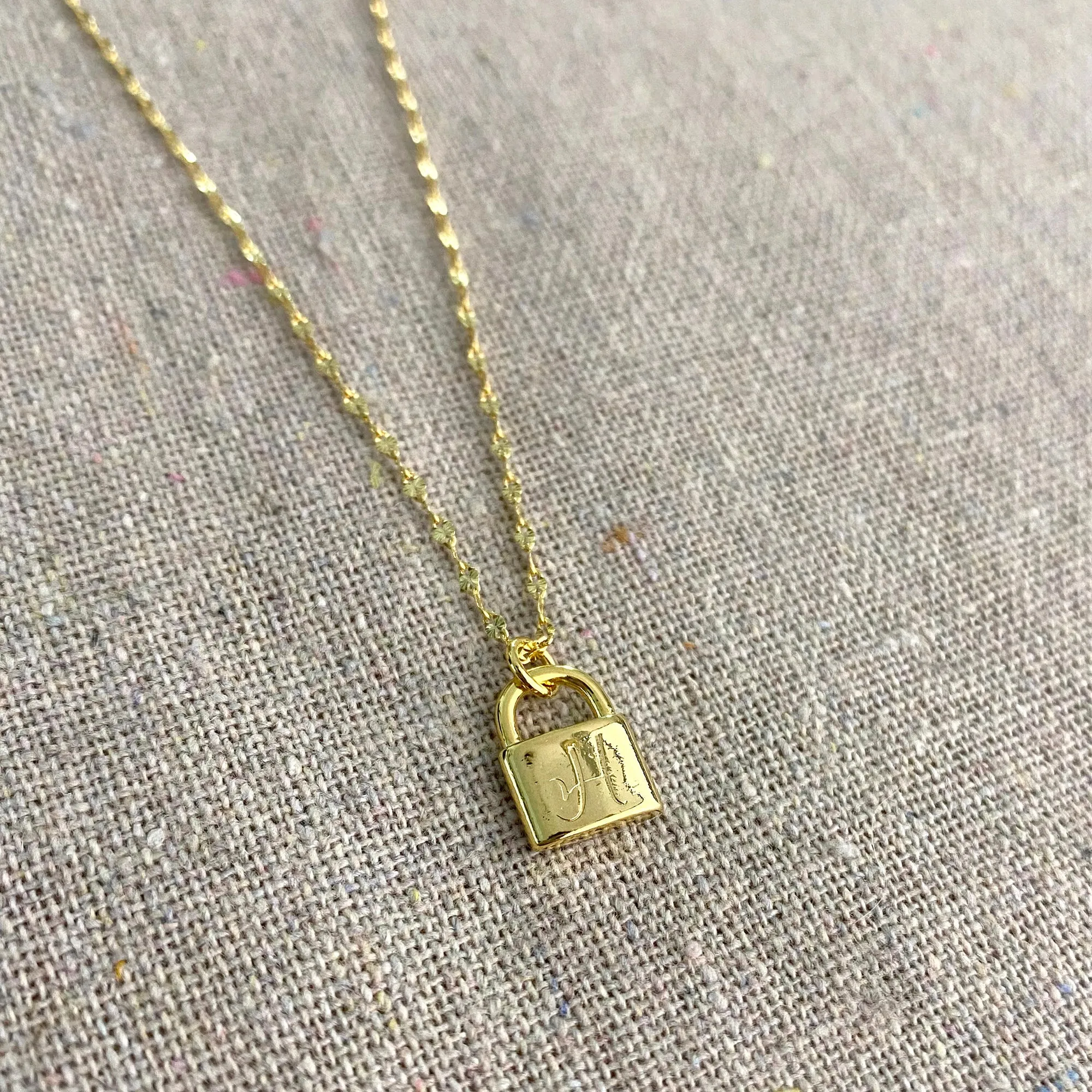 Mini Padlock Initial Necklace