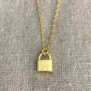 Mini Padlock Initial Necklace