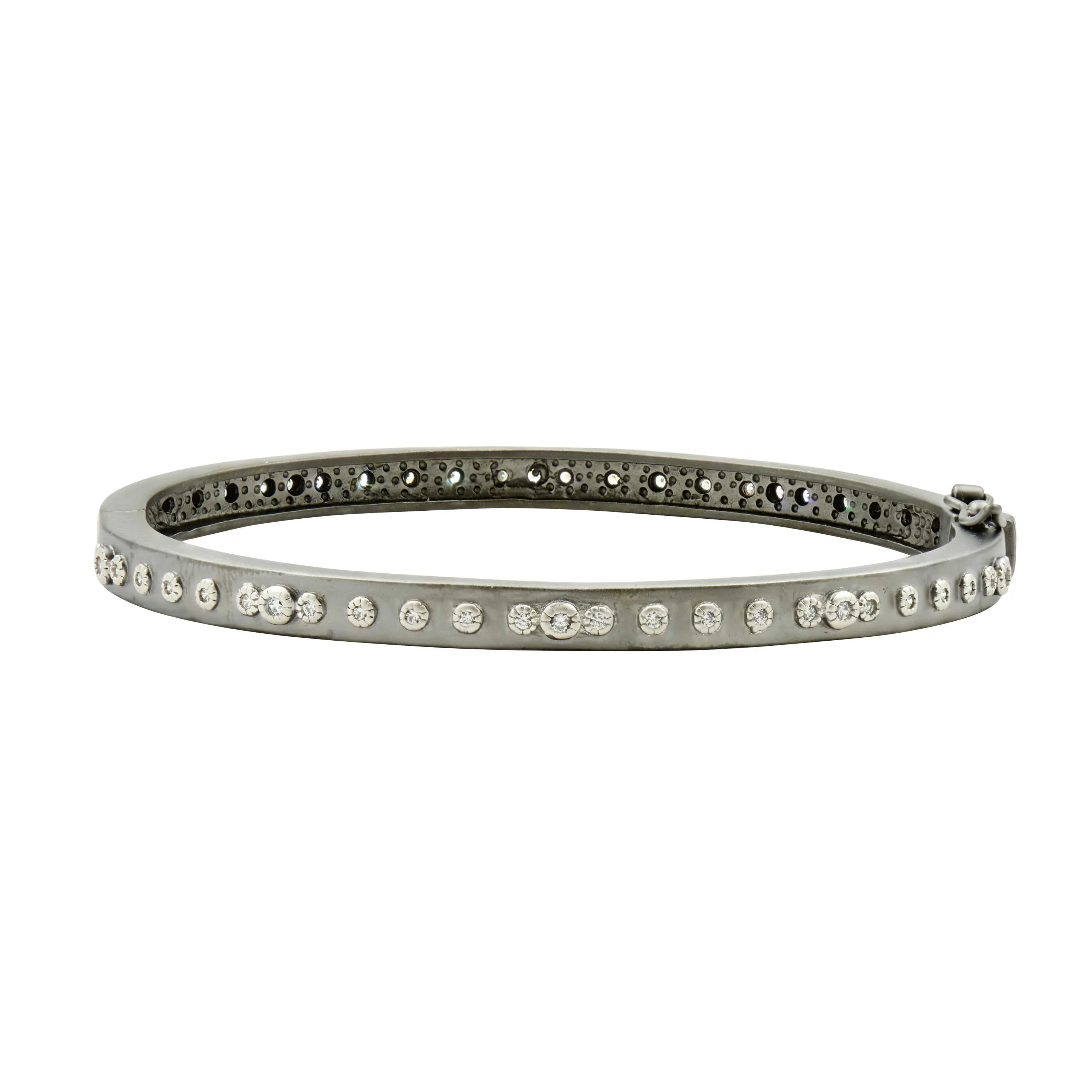 Mini Stud Bezel Stone Eternity Hinge Bangle