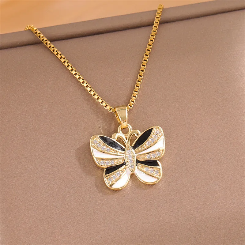 Minimalist Butterfly Stainless Steel Electroplating Necklaces