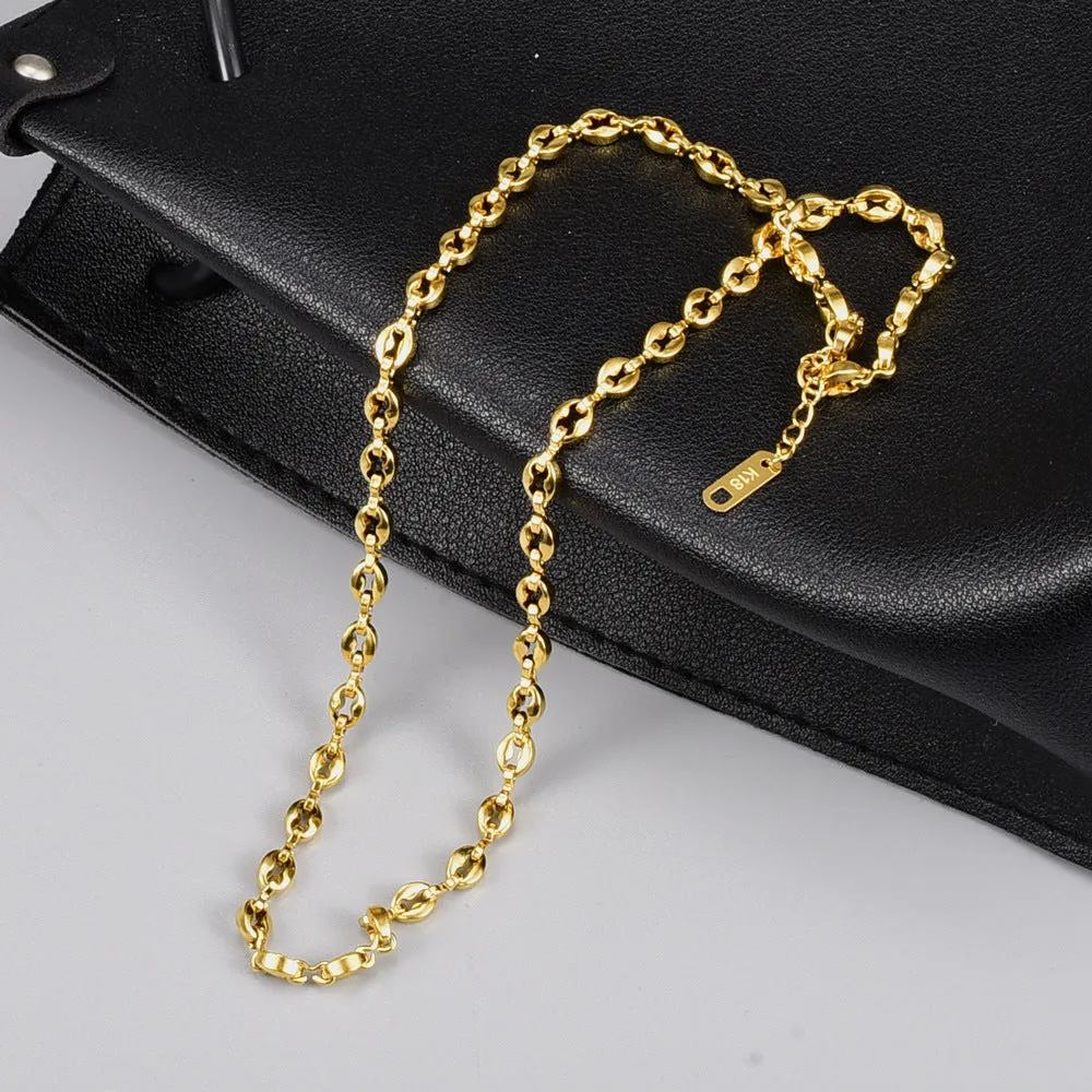 Minimalist Heart Titanium Steel Gold Plating Necklaces