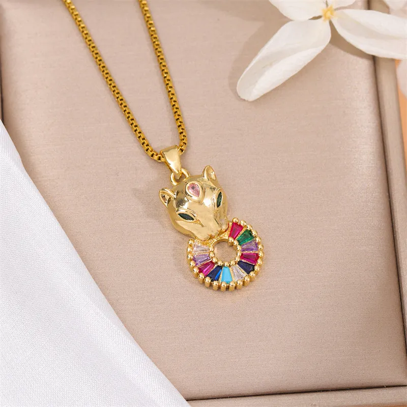 Minimalist Leopard Stainless Steel Electroplating Necklaces