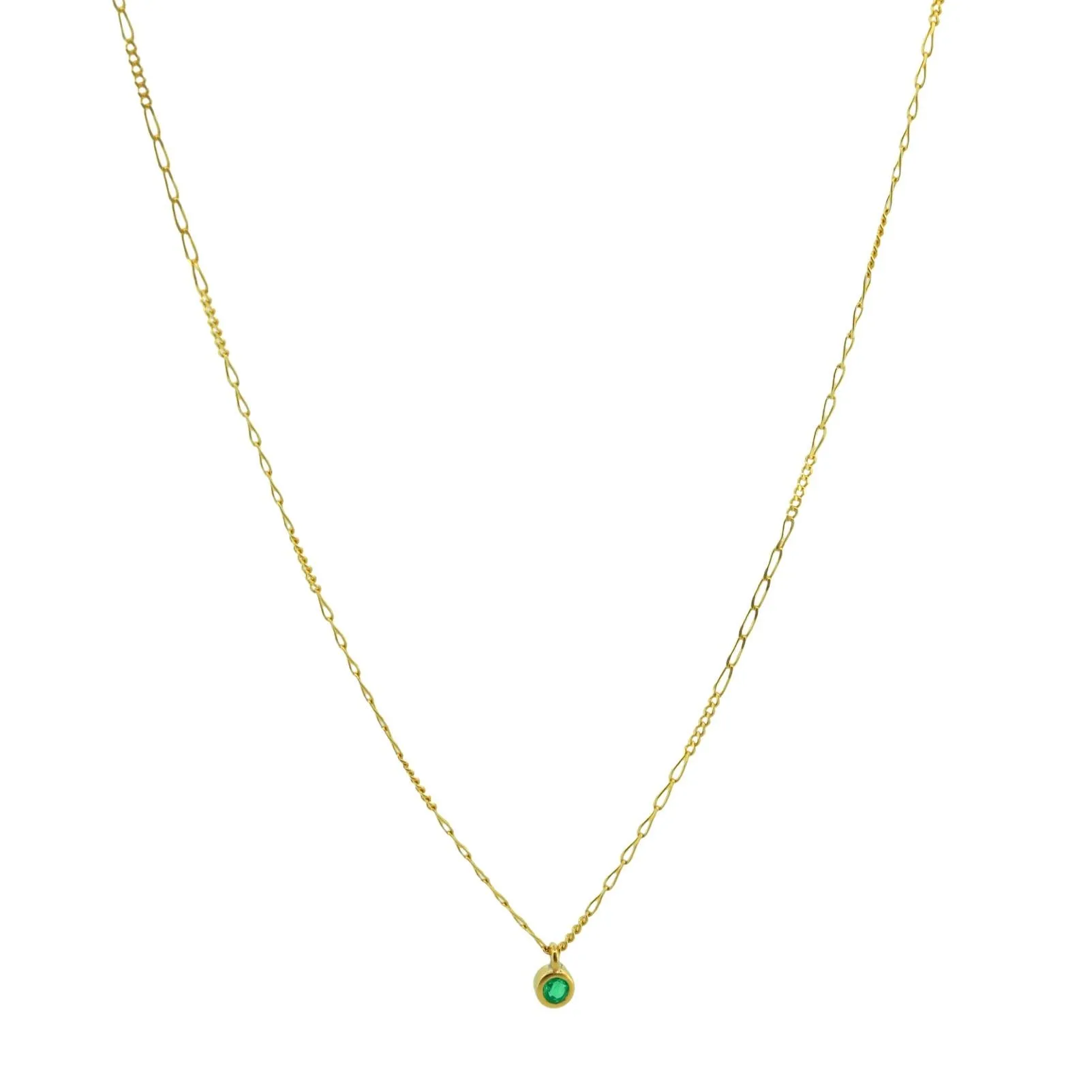 Minimalist Natural Emerald Charm Necklace in 18k Upcycled Gold