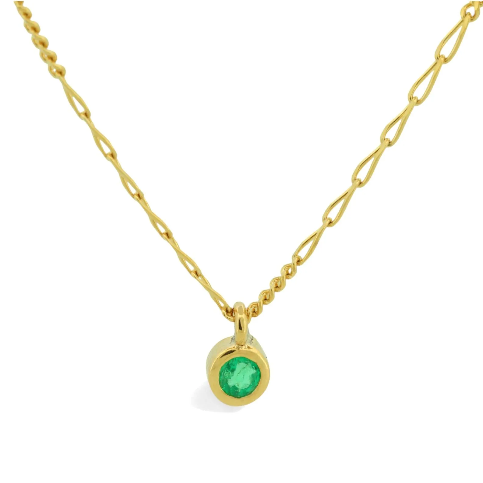 Minimalist Natural Emerald Charm Necklace in 18k Upcycled Gold