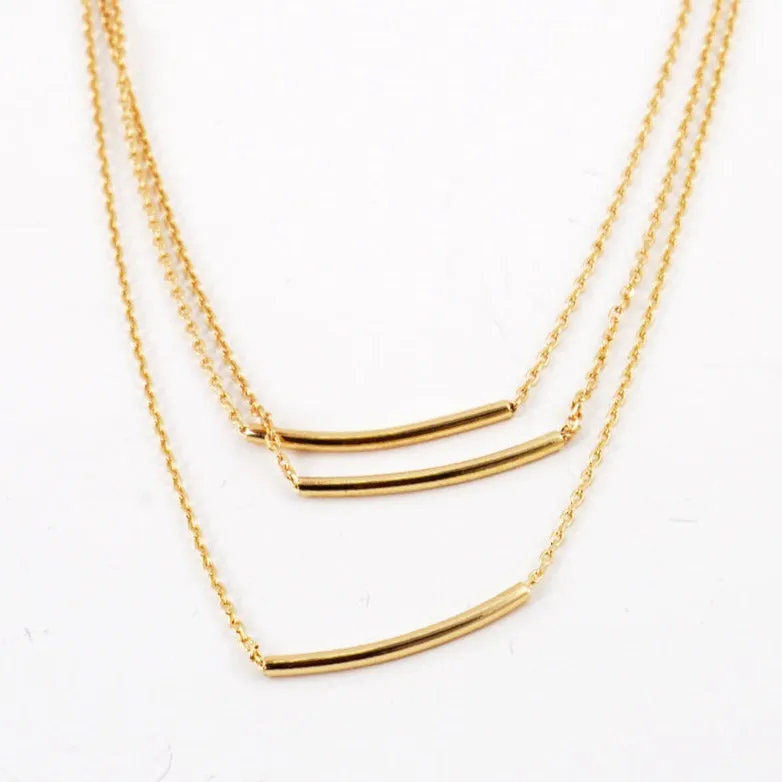 Minimalist Straight Bar Layered Necklace