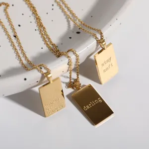 Minimalist Text Number Letter Titanium Steel Necklaces