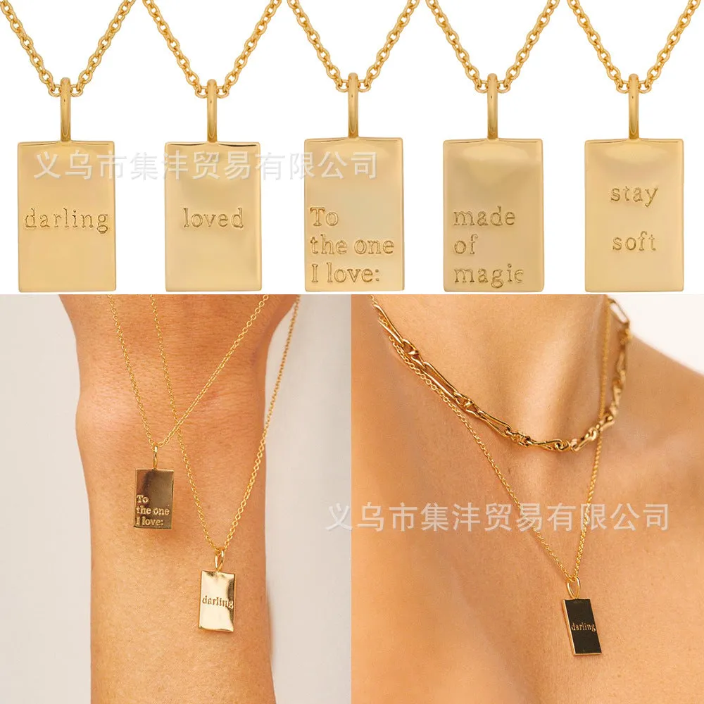 Minimalist Text Number Letter Titanium Steel Necklaces