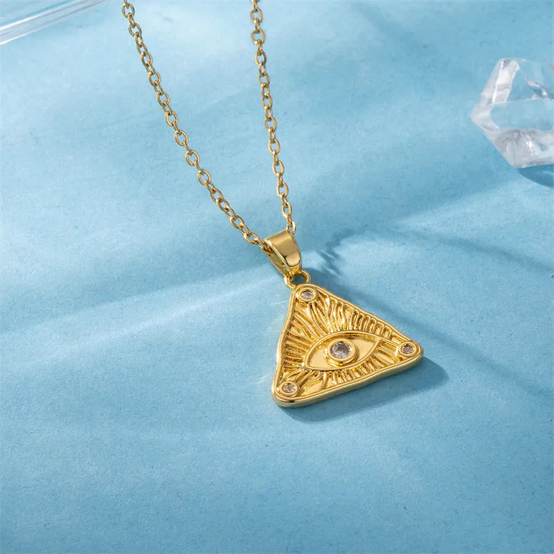 Minimalist Triangle Geometric Stainless Steel Electroplating Necklaces