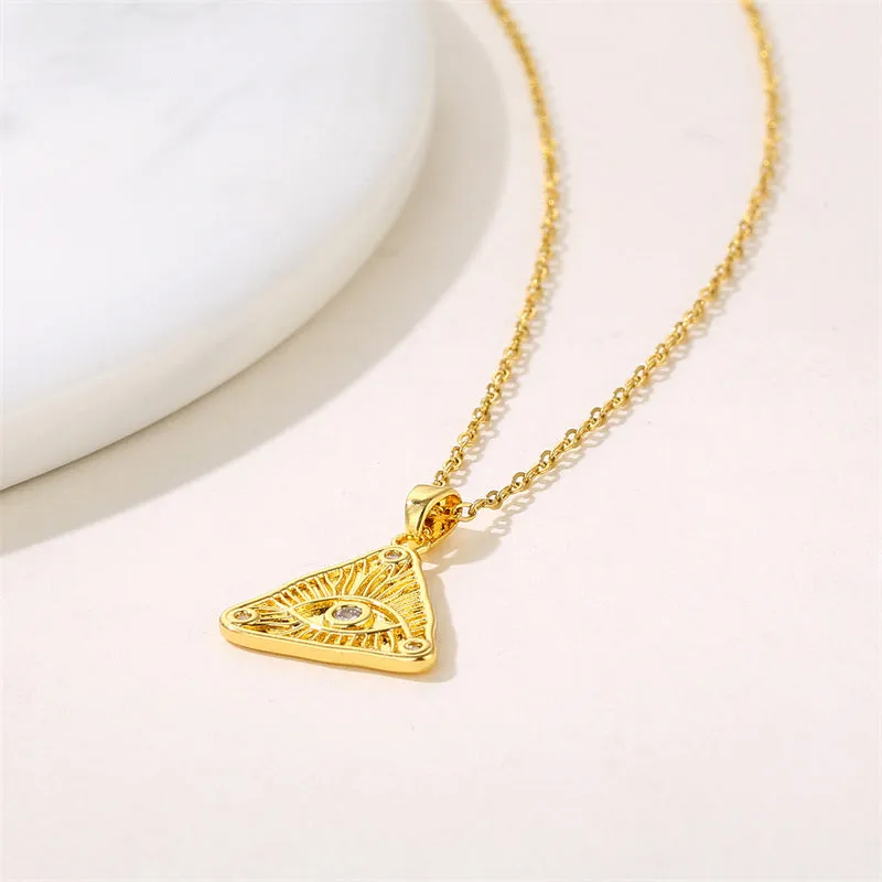 Minimalist Triangle Geometric Stainless Steel Electroplating Necklaces