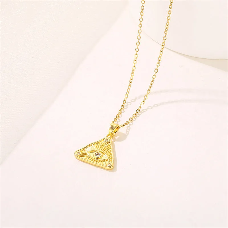 Minimalist Triangle Geometric Stainless Steel Electroplating Necklaces