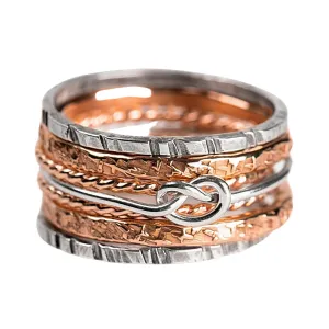 Mixed Metal Love Knot Stacking Rings Set Of 7